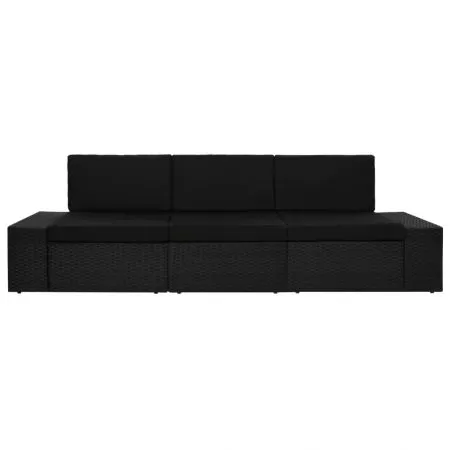Canapea modulara cu 3 locuri, negru