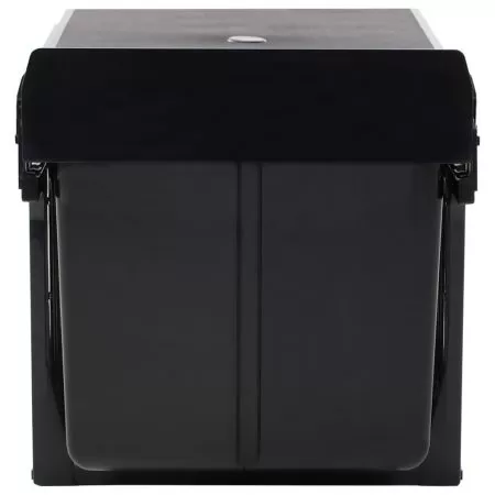 Cos gunoi retractabil pentru dulap bucatarie, negru, 34.3 x 35.1 cm