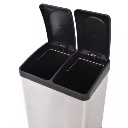 Cos gunoi cu pedale pentru reciclare, argintiu, 41 cm