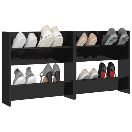 Set 2 bucati pantofare de perete, negru lucios, 60 x 18 x 60 cm