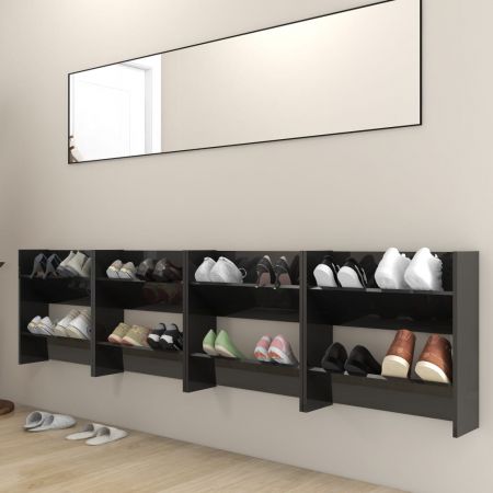 Set 4 bucati pantofare de perete, negru, 60 x 18 x 60 cm