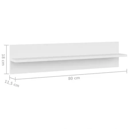 Set 4 bucati rafturi de perete, alb, 80 x 11.5 x 18 cm
