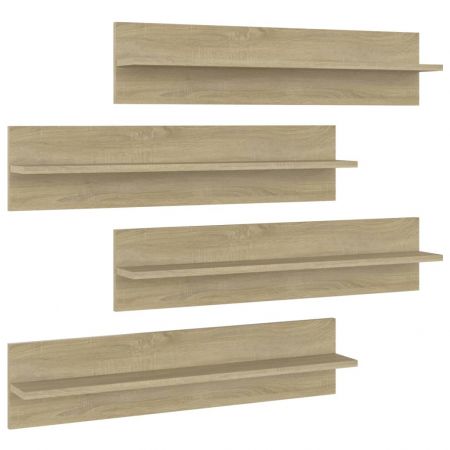Set 4 bucati rafturi de perete, stejar sonoma, 80 x 11.5 x 18 cm