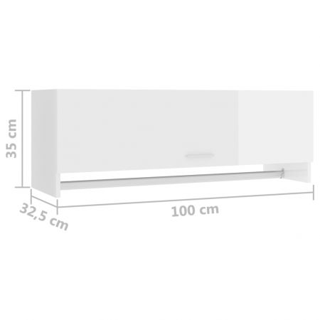 Șifonier, alb extralucios, 100x32,5x35 cm, PAL
