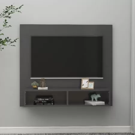 Dulap TV montat pe perete, gri, 102 x 23.5 x 90 cm