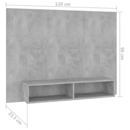Comoda TV de perete, gri beton, 120 x 23.5 x 90 cm
