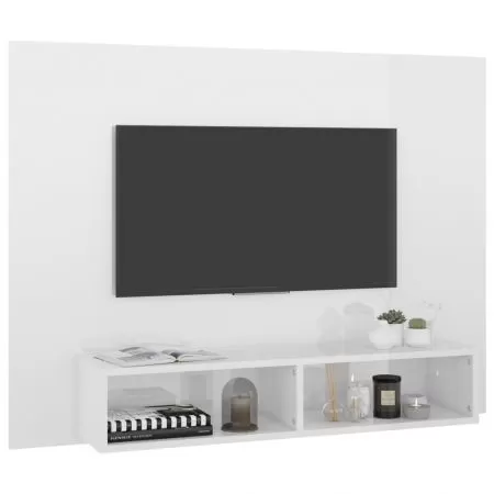 Comoda TV de perete, alb lucios, 120 x 23.5 x 90 cm