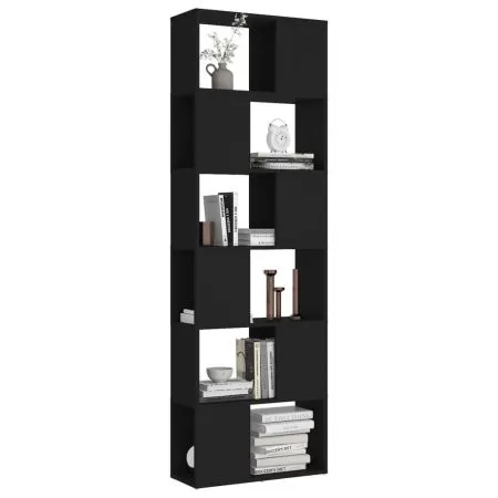 Biblioteca/Separator camera, negru, 60 x 24 x 186 cm