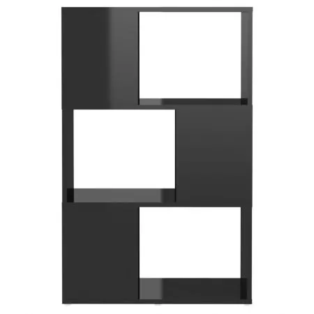 Biblioteca/Separator camera, negru lucios, 60 x 24 x 94 cm
