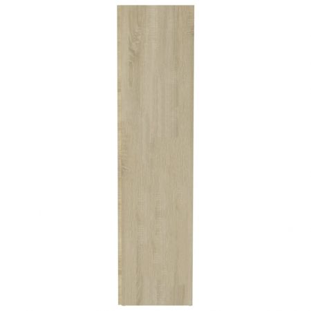 Dulap de colt, alb si stejar sonoma, 33 x 33 x 132 cm