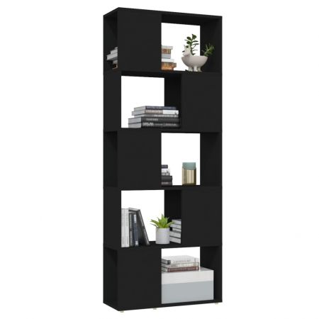 Bibliotecă/Separator cameră, negru, 60x24x155 cm, PAL