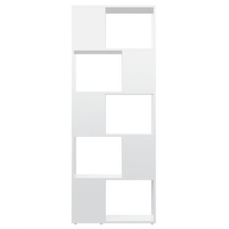 Bibliotecă/Separator cameră, alb extralucios, 60x24x155 cm