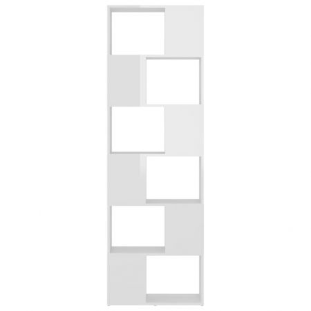 Bibliotecă/Separator cameră, alb extralucios, 60x24x186 cm