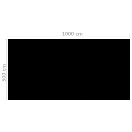 Folie solara patrata pentru incalzirea apei din piscina 10 x 5m, negru, 1000 x 500 cm