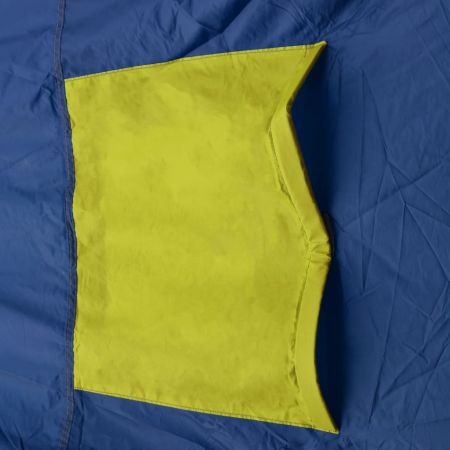 Cort camping material textil, albastru si galben, 400 x 185 cm