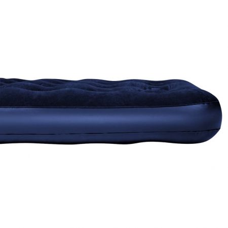 Saltea gonflabila catifelata cu pompa de picior, albastru, 203 x 152 x 28 cm