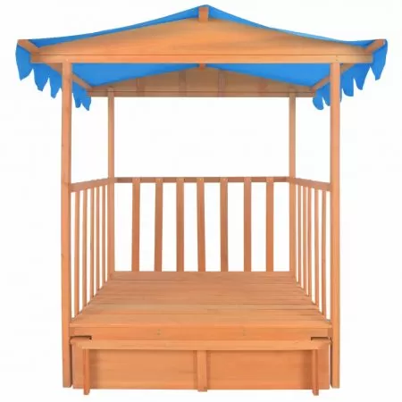 Casa de joaca pentru copii cu groapa nisip albastru lemn brad, albastru, 130 cm