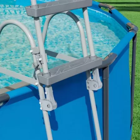 Scara de siguranta piscina cu 4 trepte Flowclear 122 cm, gri, 122 cm