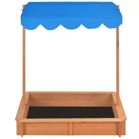 Cutie de nisip cu acoperis ajustabil albastru lemn de brad UV50, albastru, 119 cm