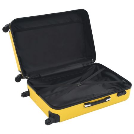 Set valiză carcasă rigidă, 3 buc., galben, ABS
