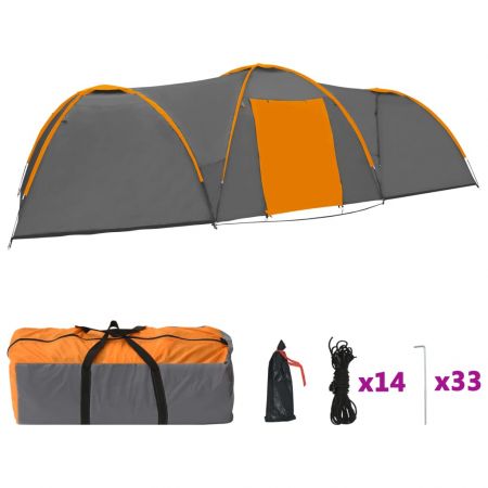 Cort camping tip iglu, gri si portocaliu, 240 x 190 cm