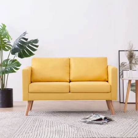  Canapea cu 2 locuri, galben, material textil