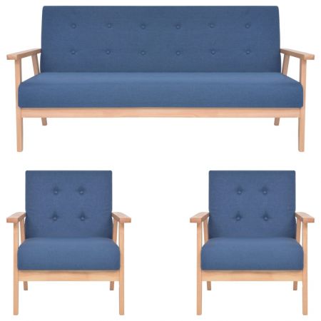 Set de canapele, 3 piese, albastru, 158 x 67 x 73.5 cm