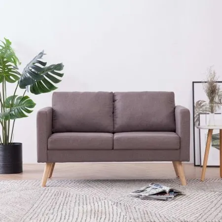  Canapea cu 2 locuri, gri taupe, material textil