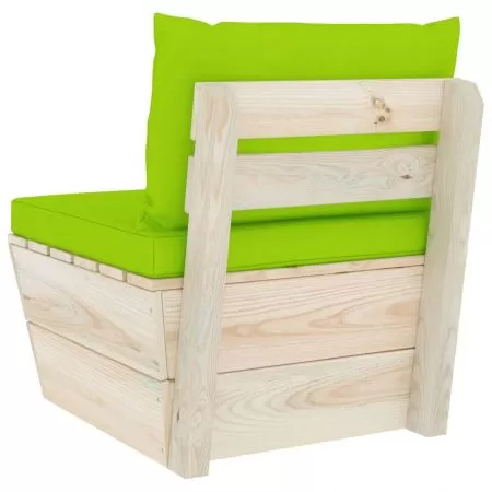 Canapea de mijloc paleti de gradina cu perne, verde deschis