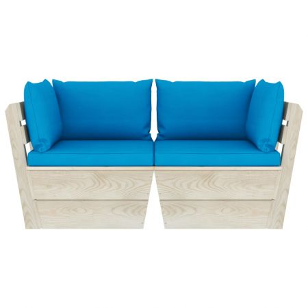 Canapea gradina 2 locuri din paleti, albastru deschis