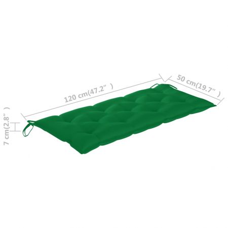 Banca de gradina cu perna, verde, 120 x 50 x 7 cm