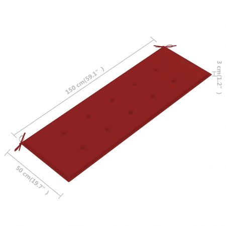 Banca de gradina cu perna, rosu, 157 cm