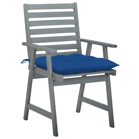Set 2 bucati scaune de masa exterior cu perne, albastru