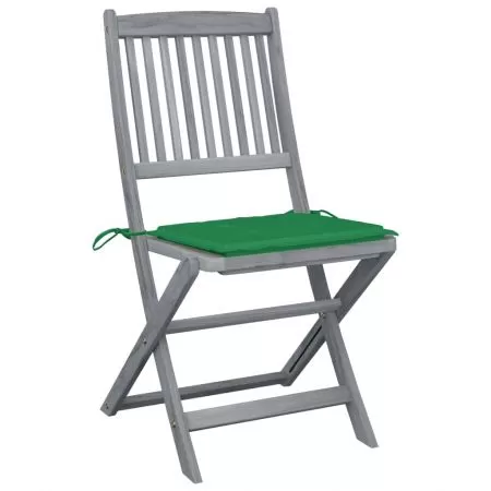 Set 4 bucati scaune pliabile de exterior cu perne, verde