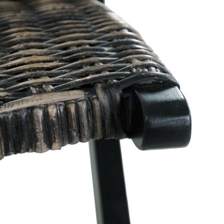 Scaun relaxare negru& natural ratan kubu & lemn masiv de mahon, negru, 60 x 77 x 70 cm