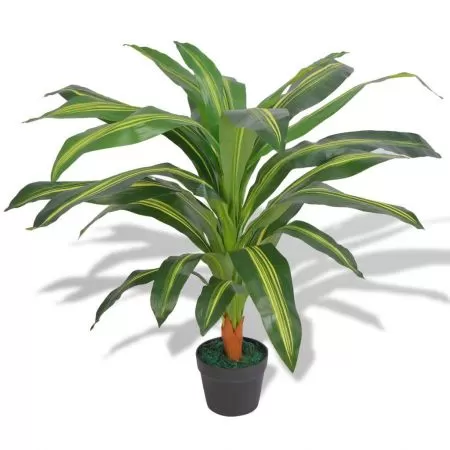  Plantă Dracena artificială cu ghiveci, 90 cm, verde