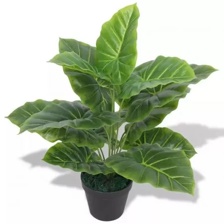  Plantă artificială Taro cu ghiveci, 45 cm, verde