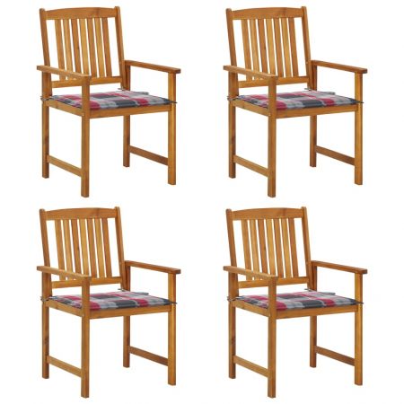 Set 4 bucati scaune regizor cu perne, model rosu