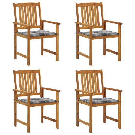Set 4 bucati scaune regizor cu perne, gri cu model