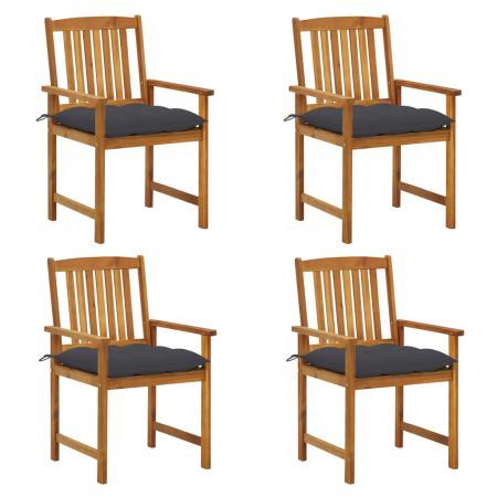 Set 4 bucati scaune regizor cu perne, antracit