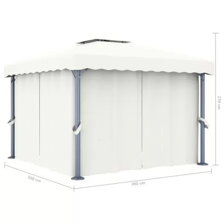 Pavilion cu perdea, alb, 3 x 3 m
