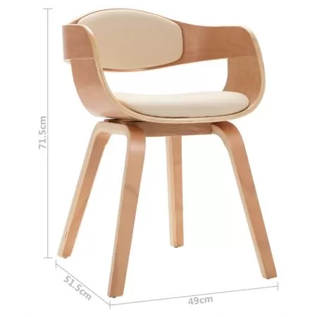Set 4 bucati scaune de bucatarie, maro deschis si crem, 51.5 x 71.5 cm