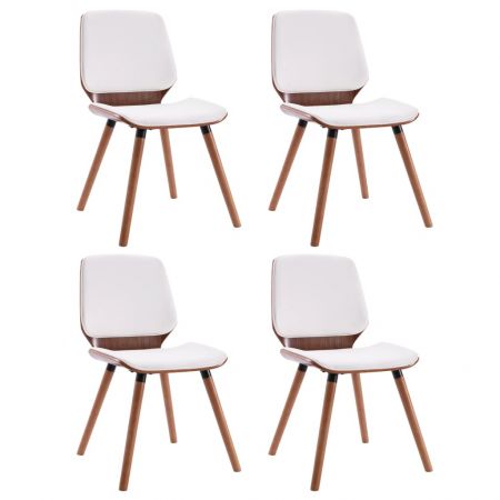 Set 4 bucati scaune de bucatarie, maro închis si alb, 48 x 62.5 x 85 cm