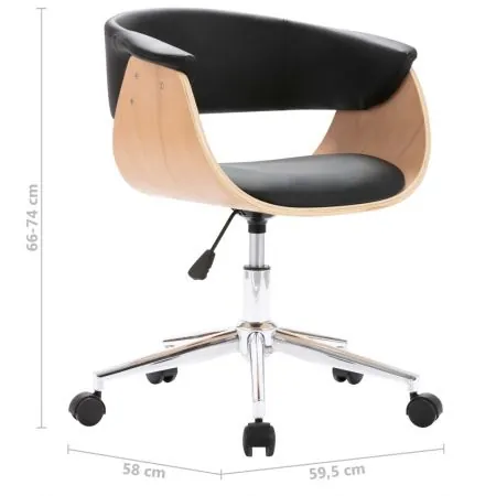 Set 2 bucati scaune de bucatarie pivotante, negru si maro deschis, 59.5 x 58 x 74 cm