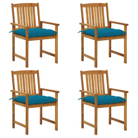Set 4 bucati scaune regizor cu perne, albastru