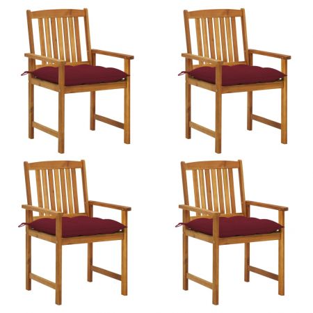 Set 4 bucati scaune regizor cu perne, bordo