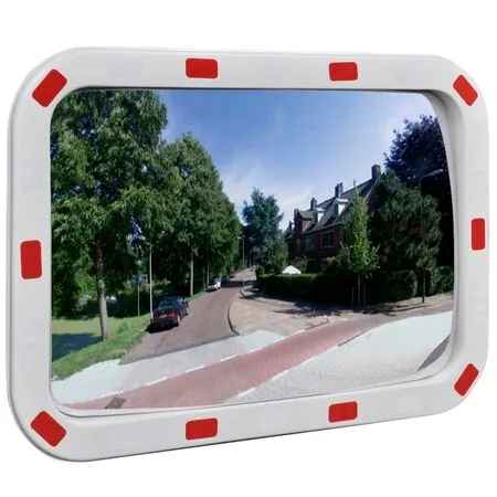 Oglindă de trafic convexă dreptunghiulară, 40 x 60 cm, cu reflectoare 