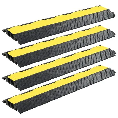  Rampă de protecție cabluri, 4 buc., 2 canale, cauciuc 101,5 cm   