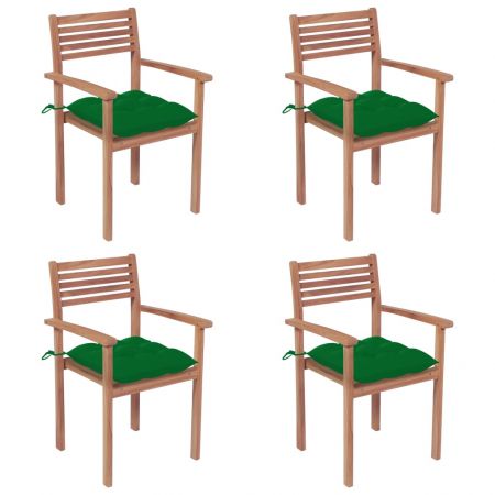 Set 4 bucati scaune de gradina cu perne verde, verde