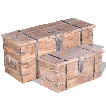  Set cufere de depozitare, 2 buc., lemn de acacia